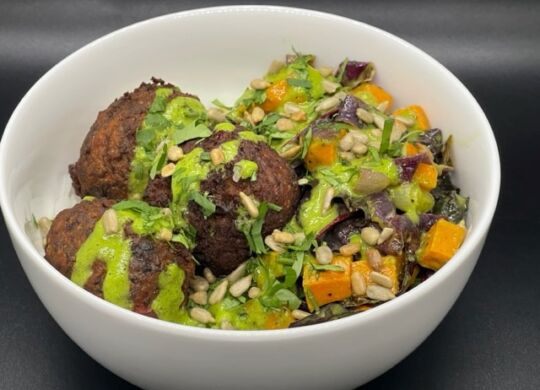 Cuban Black Bean Fritters Rice Bowl