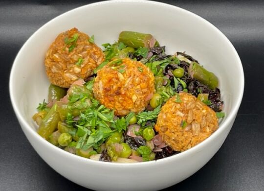 Pasta White Bean Meatballs Spring Vegetables