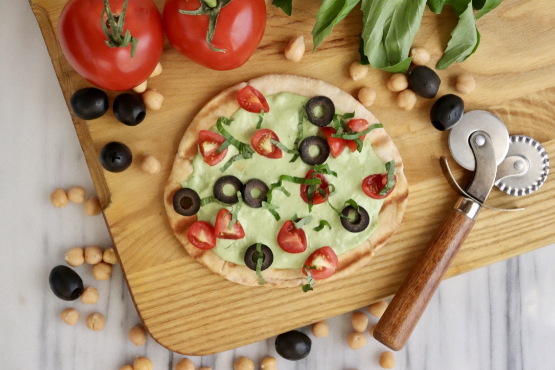 Mediterranean Flatbread with Hummus