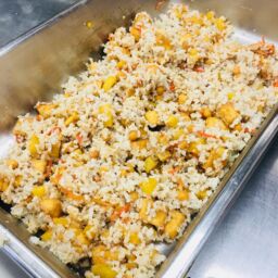 tropical tofu and pineapple with rice food