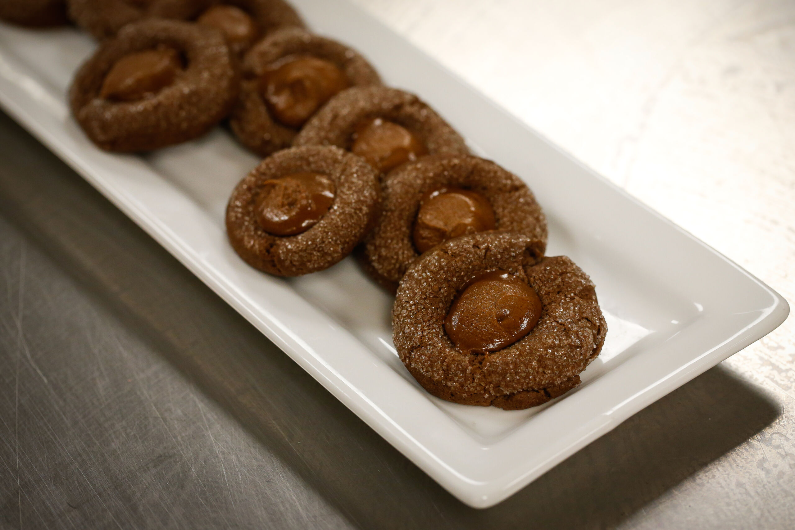 Chocolate thumb print cookies