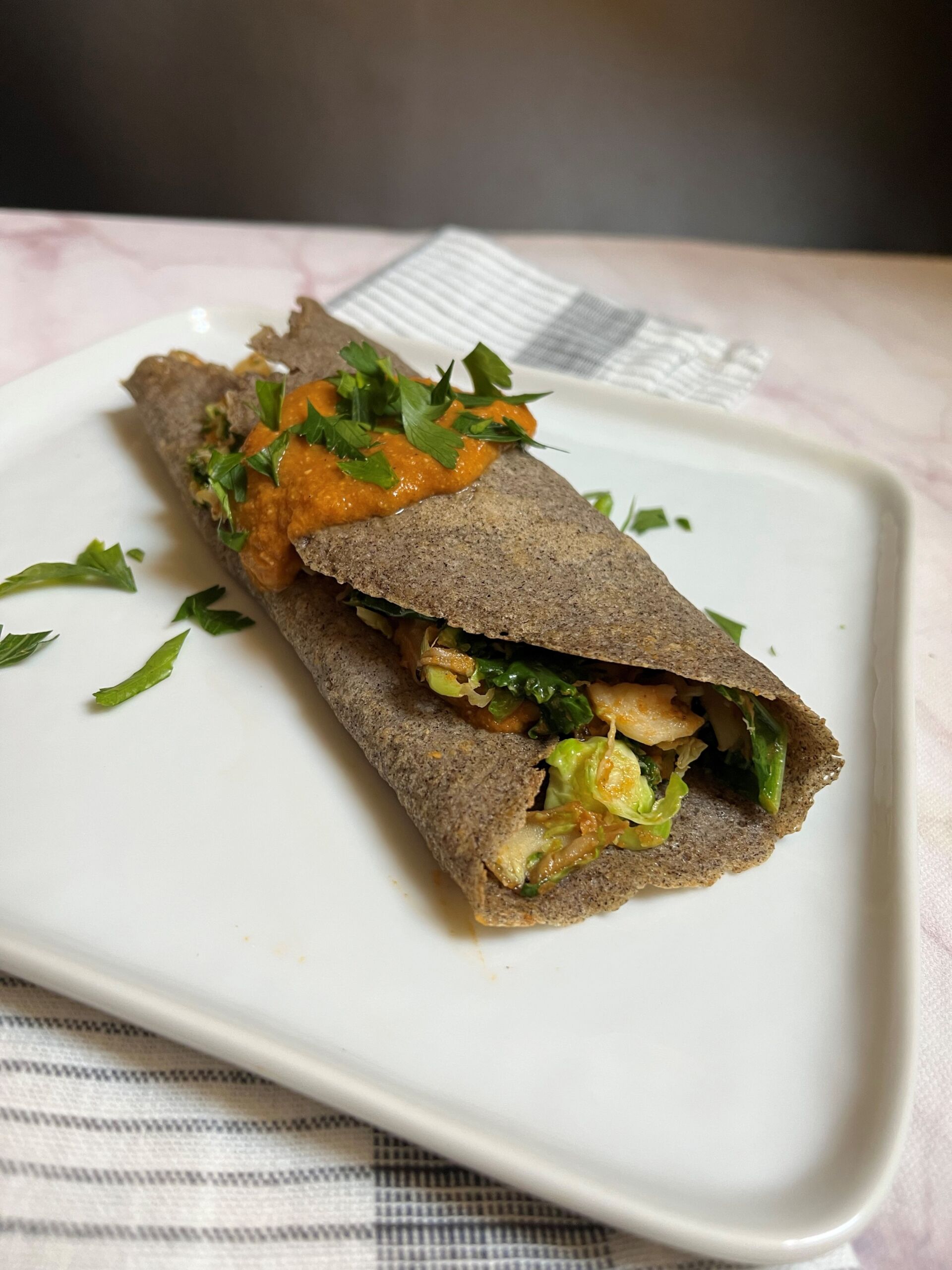 Savory Buckwheat Crepes with Romesco